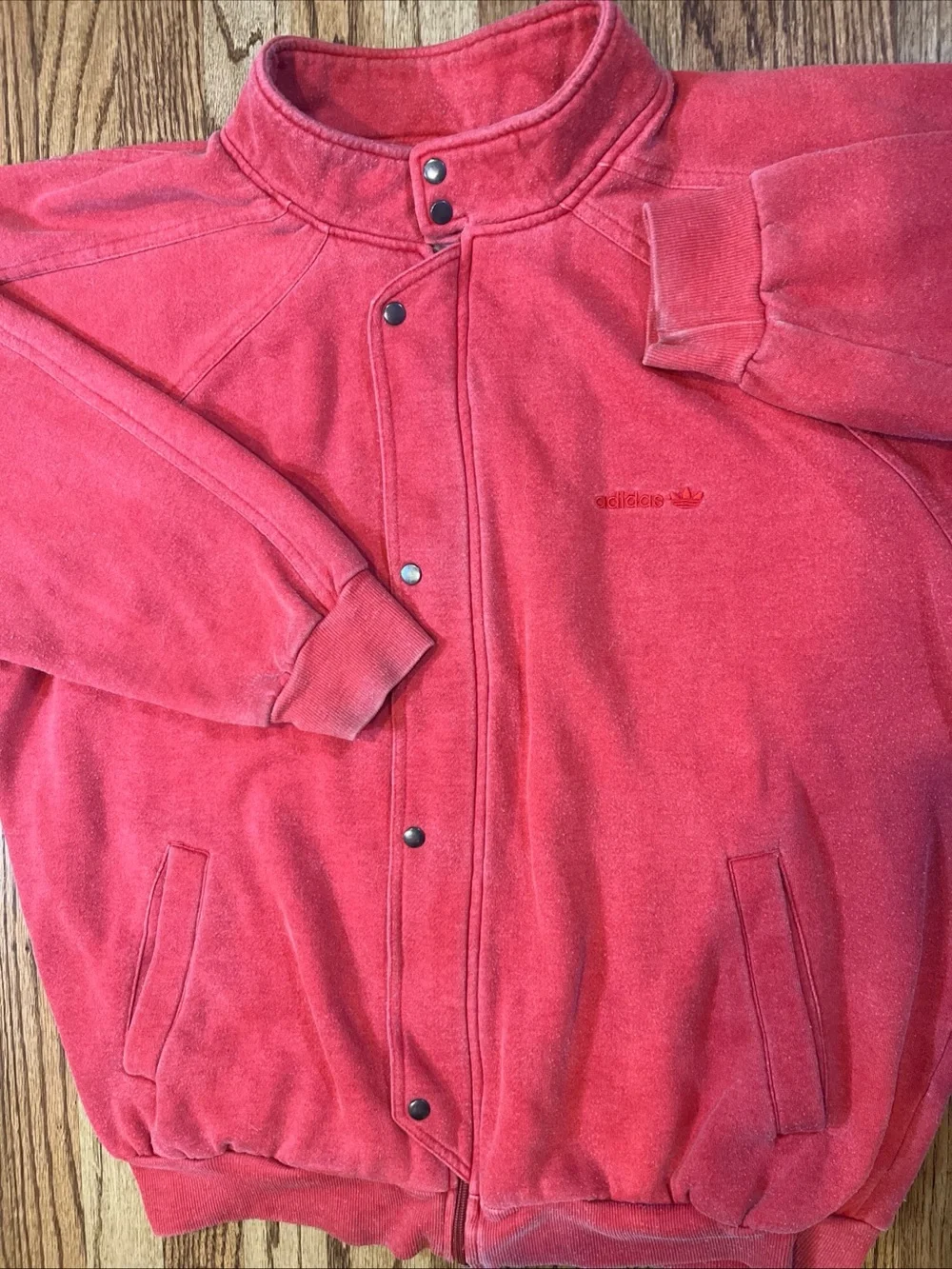 Vtg 80s ADIDAS Trefoil Track Bomber Jacket Full Zip Snap Blokecore Taiwan L/XL